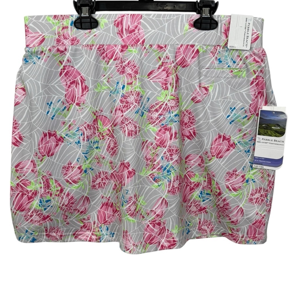 NWT Pebble Beach Women’s Dry-Luxe Floral Skort UPF Stretch Lined Golf Skirt Sz L